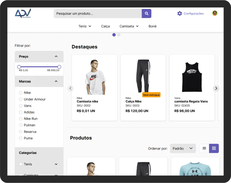 Imagem do e-commerce B2B ADV, solução de catálogo e pedidos digitais para distribuidoras